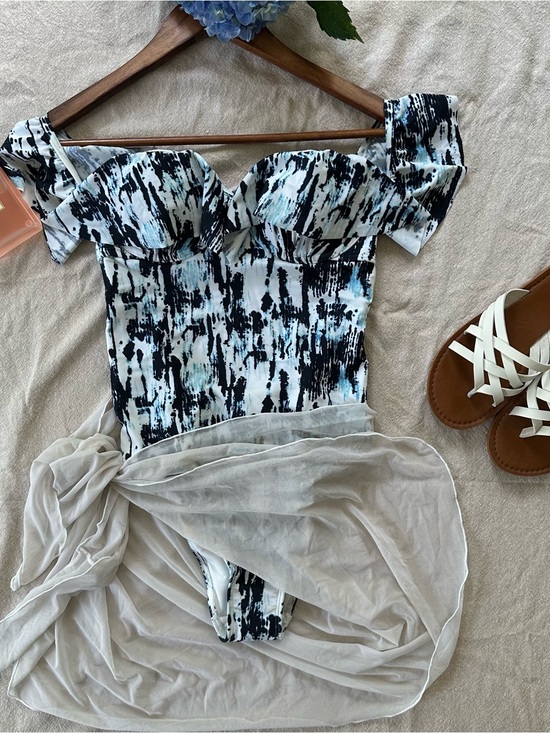 Abercrombie & Fitch Other - NEW Abercrombie Off the Shoulder Flounce Neckline One Piece Swimsuit with Sarong